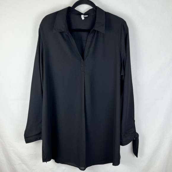 Elle Chiffon Tunic Length Black Top Size XL - Picture 1 of 11